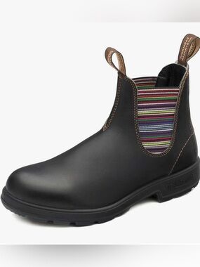 Blundstone Original 1409 Chelsea Boots, Stout Brown with Striped Elastic Size 5